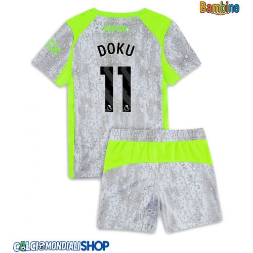 Maglie da calcio Manchester City Jeremy Doku #11 Terza Maglia Bambino 2025-26 Manica Corta + Pantaloni corti)